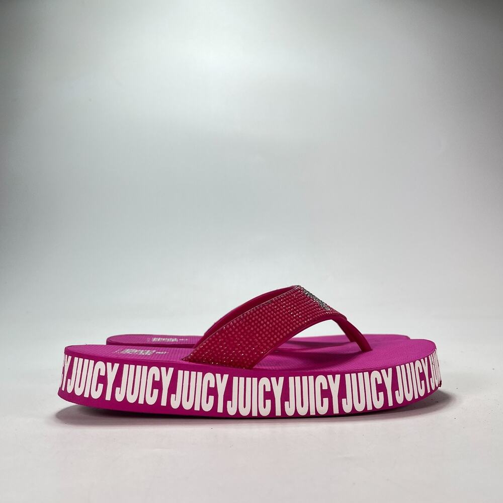 Juicy Couture Sandy Fuchsia Hot Pink Flatform Flip Flop Sandals Women's Size 6